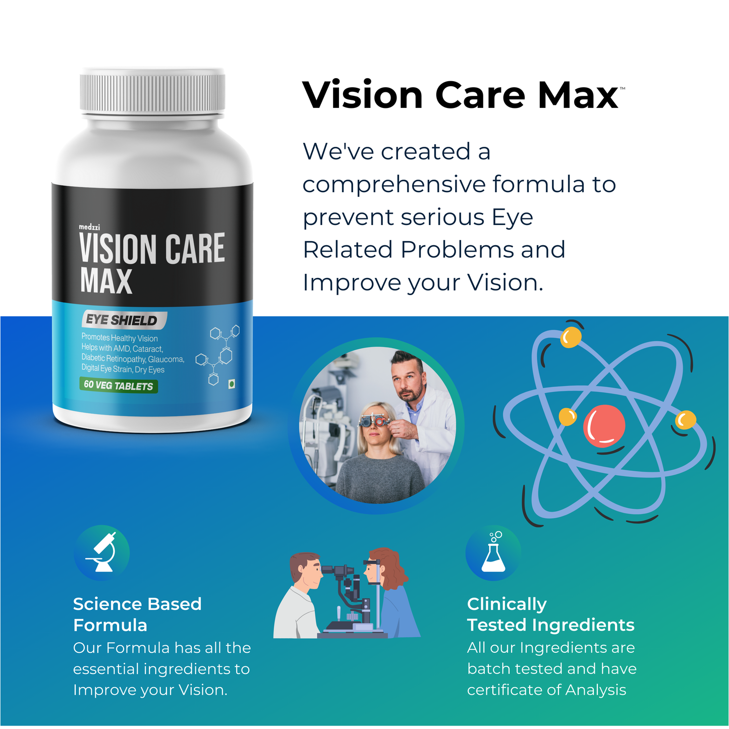 Vision Care Max Tablets | medzzi Zeaxanthin+ Lutein Eye Multivitamin Supplement