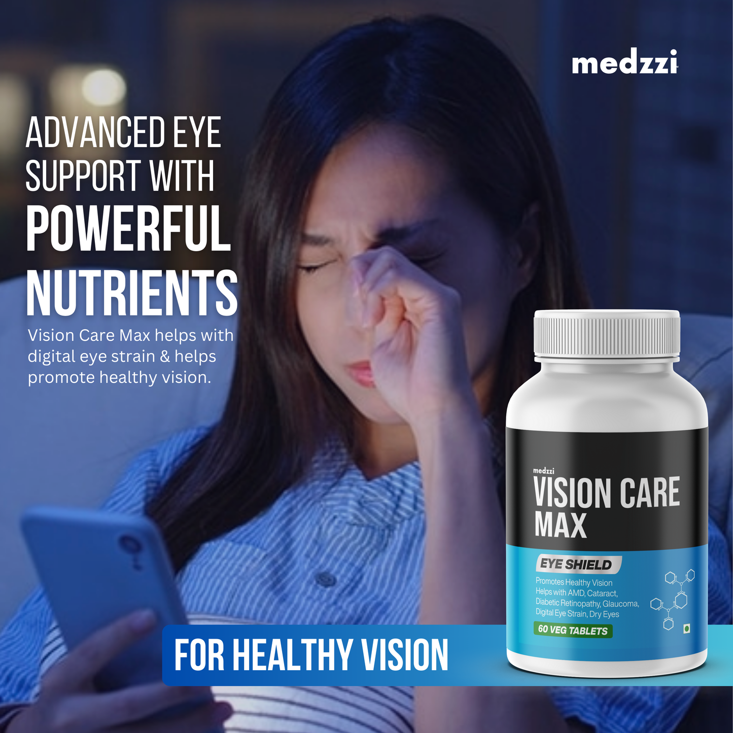 Vision Care Max Tablets | medzzi Zeaxanthin+ Lutein Eye Multivitamin Supplement