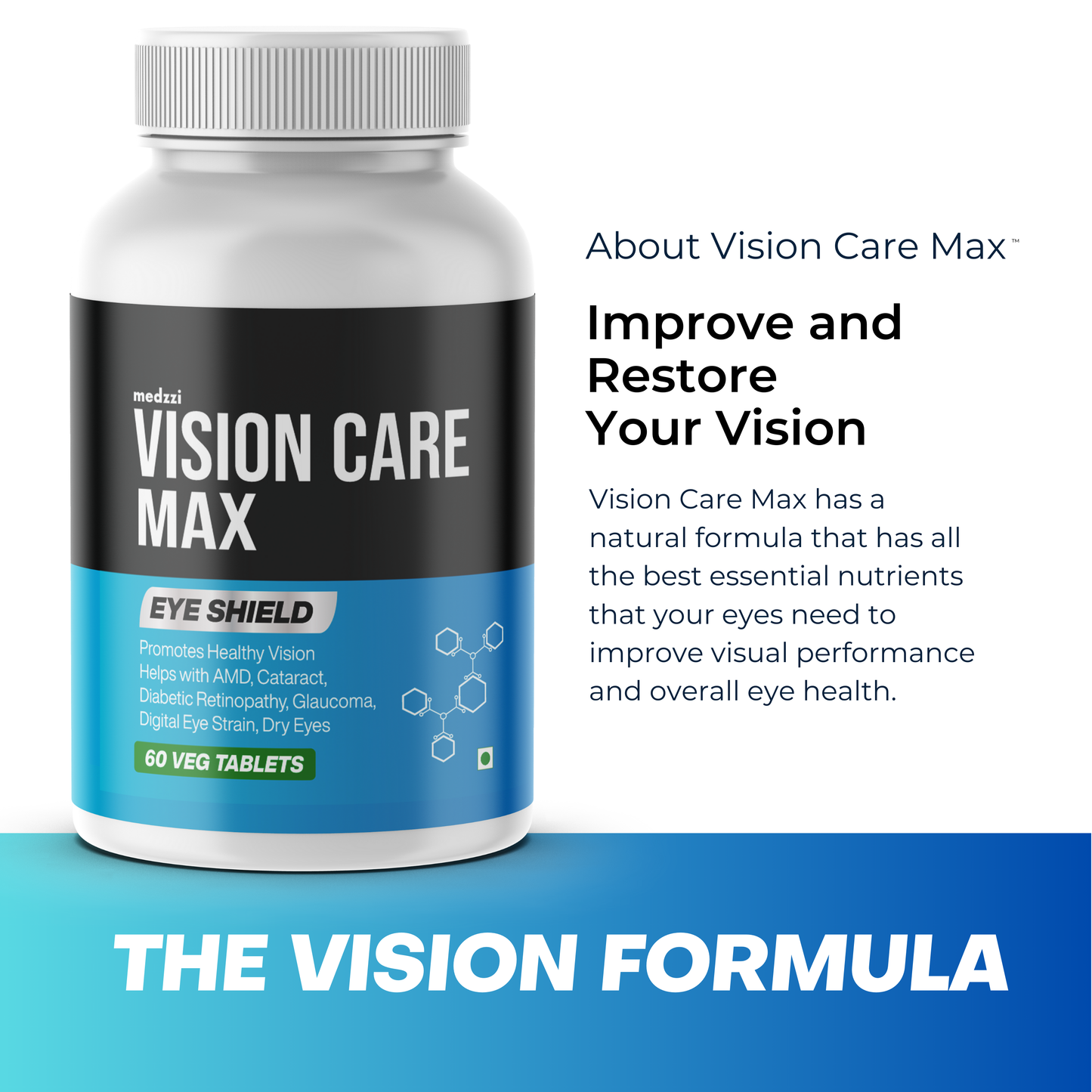 Vision Care Max Tablets | medzzi Zeaxanthin+ Lutein Eye Multivitamin Supplement