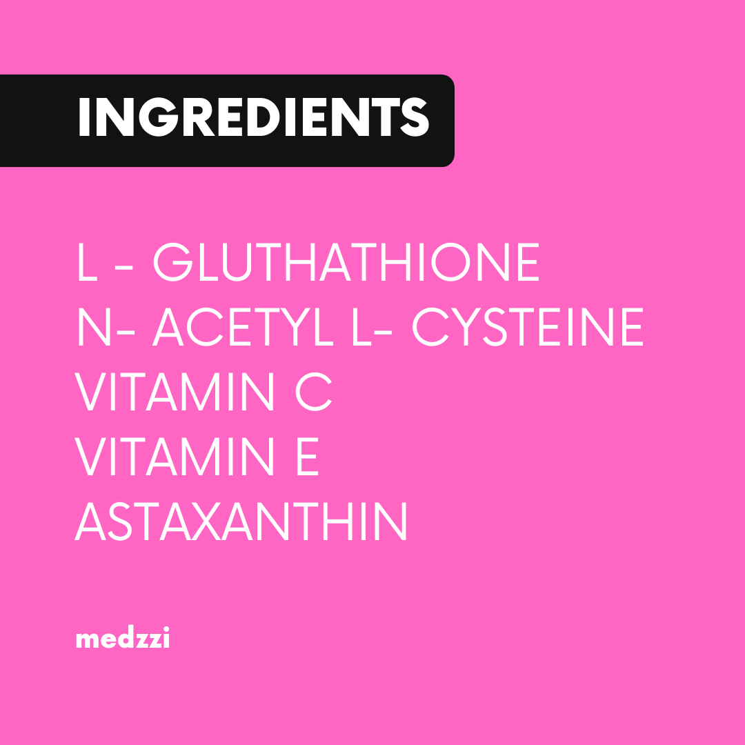 GluthaGlo+ Medzzi: Premium Reduced L Glutathione 600mg Tablets for Radiant, Glowing Skin with Vitamin C, Asthaxanthin - 30 Veg Tablets